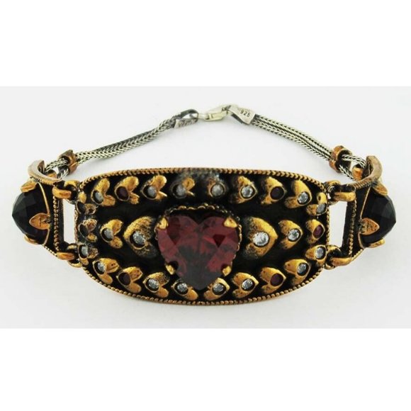 LAB-CREATED RUBIES & WHITE SAPPHIRES BRACELET .925 Sterling Silver *NWT *